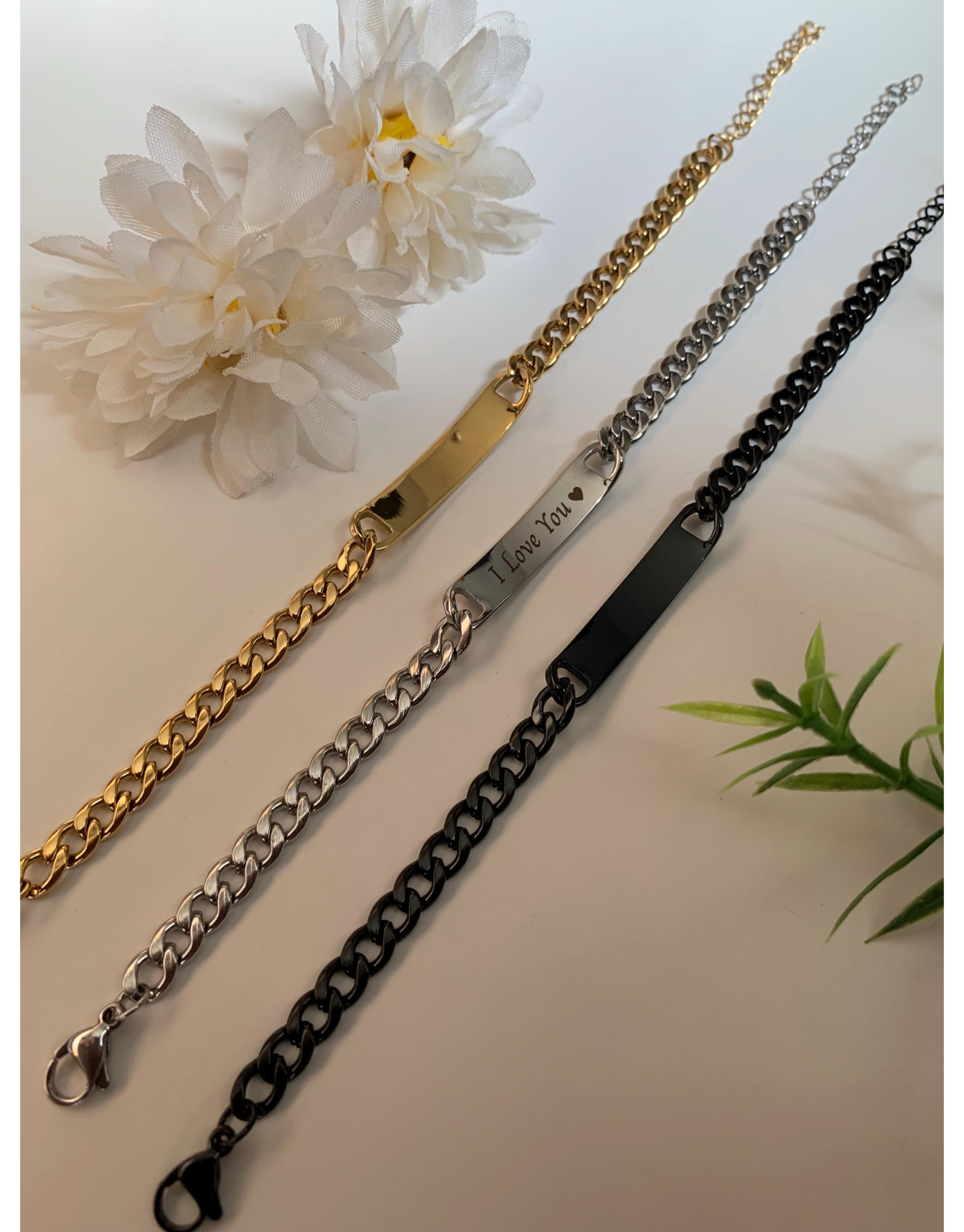 Custom Engraved Curb Chain Bracelet for Men: Personalized Stainless Steel Gift