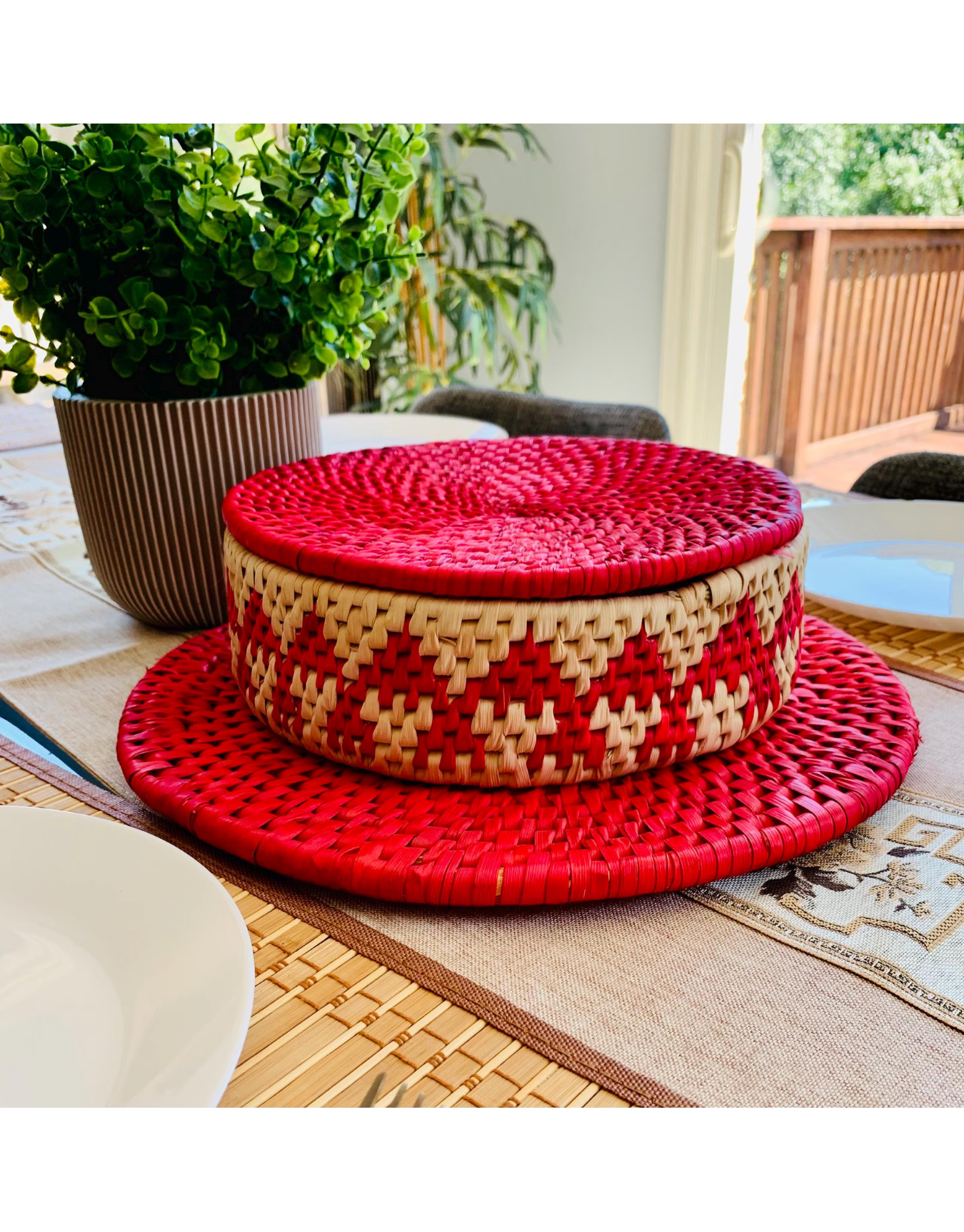 Handmade Sisal Boho Basket Wall Decor - 15in African Art