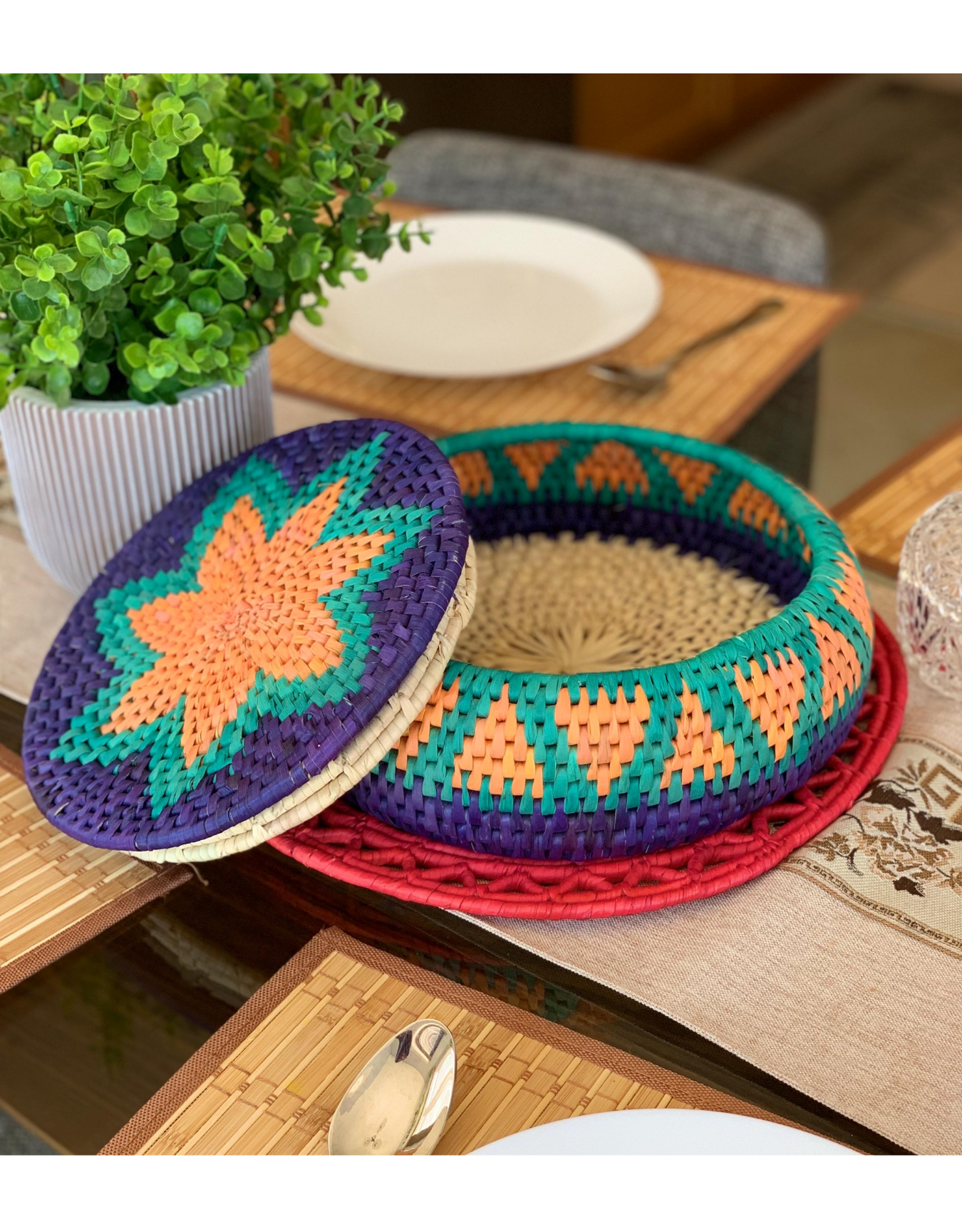 Handmade Sisal Boho Basket Wall Decor - 15in African Art