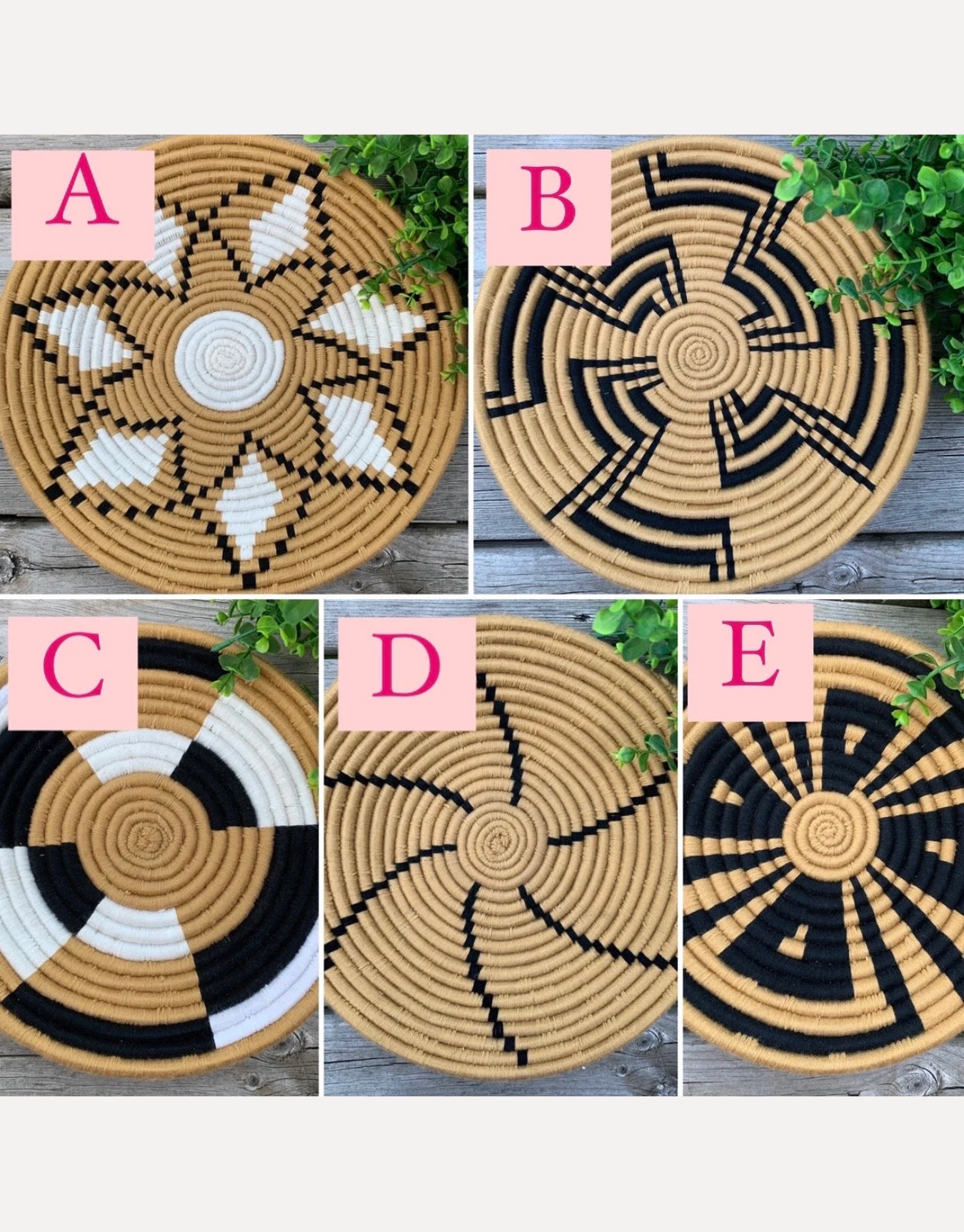 Handwoven Sisal Wall Basket: African Boho Home Decor