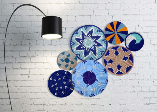 Handwoven Sabai Grass Basket and Handmade Wallart