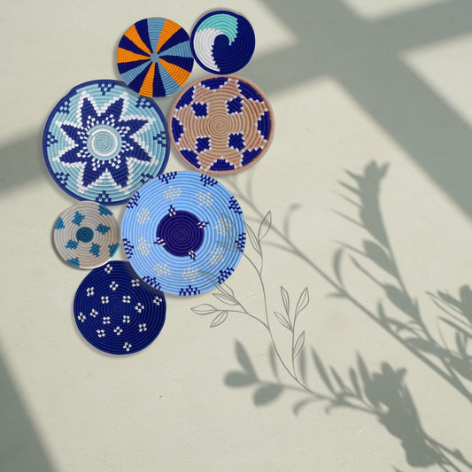 Handwoven Sabai Grass Basket and Handmade Wallart