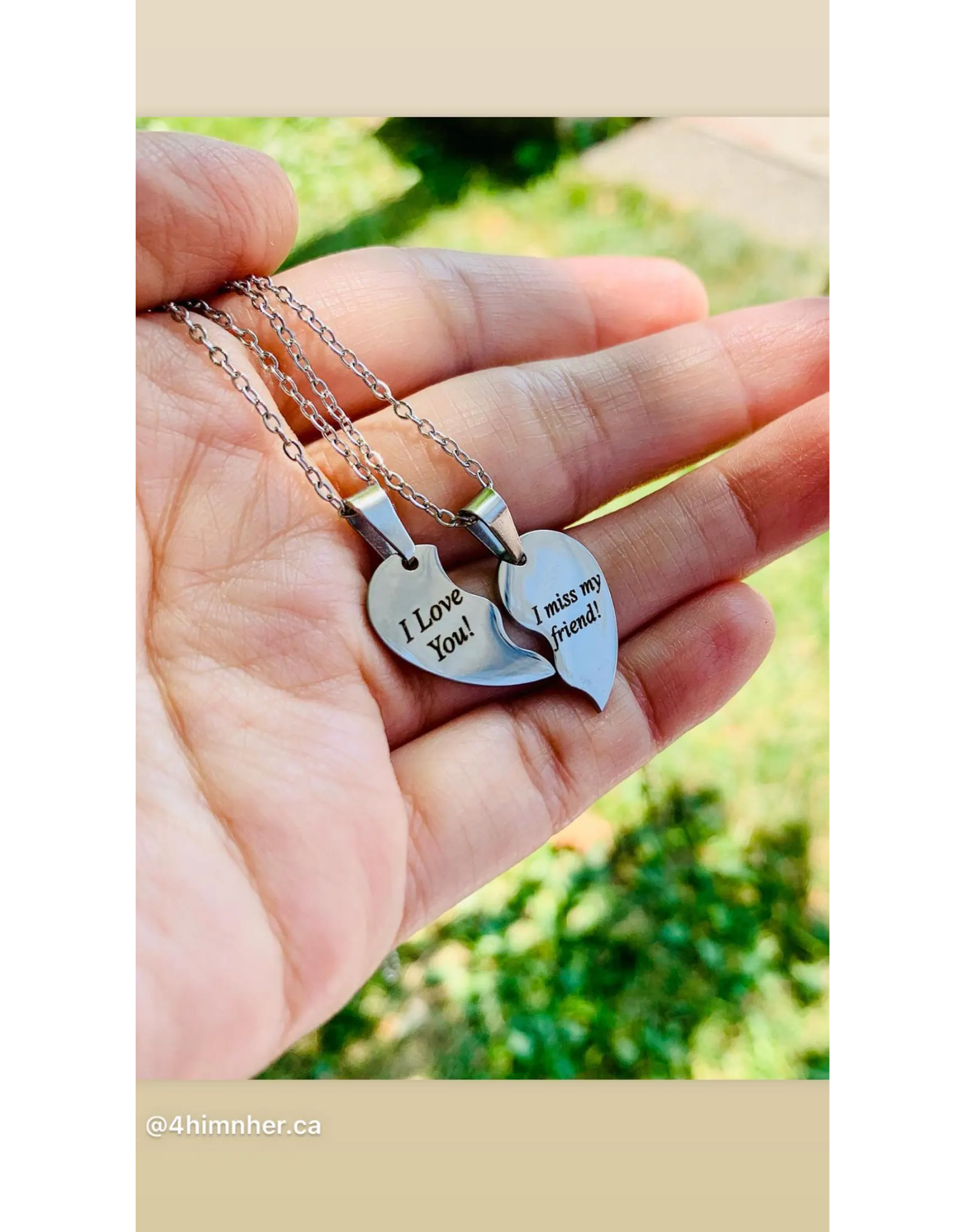 Personalized Broken Heart Necklace Set: Engraved Stainless Steel Couples Jewelry