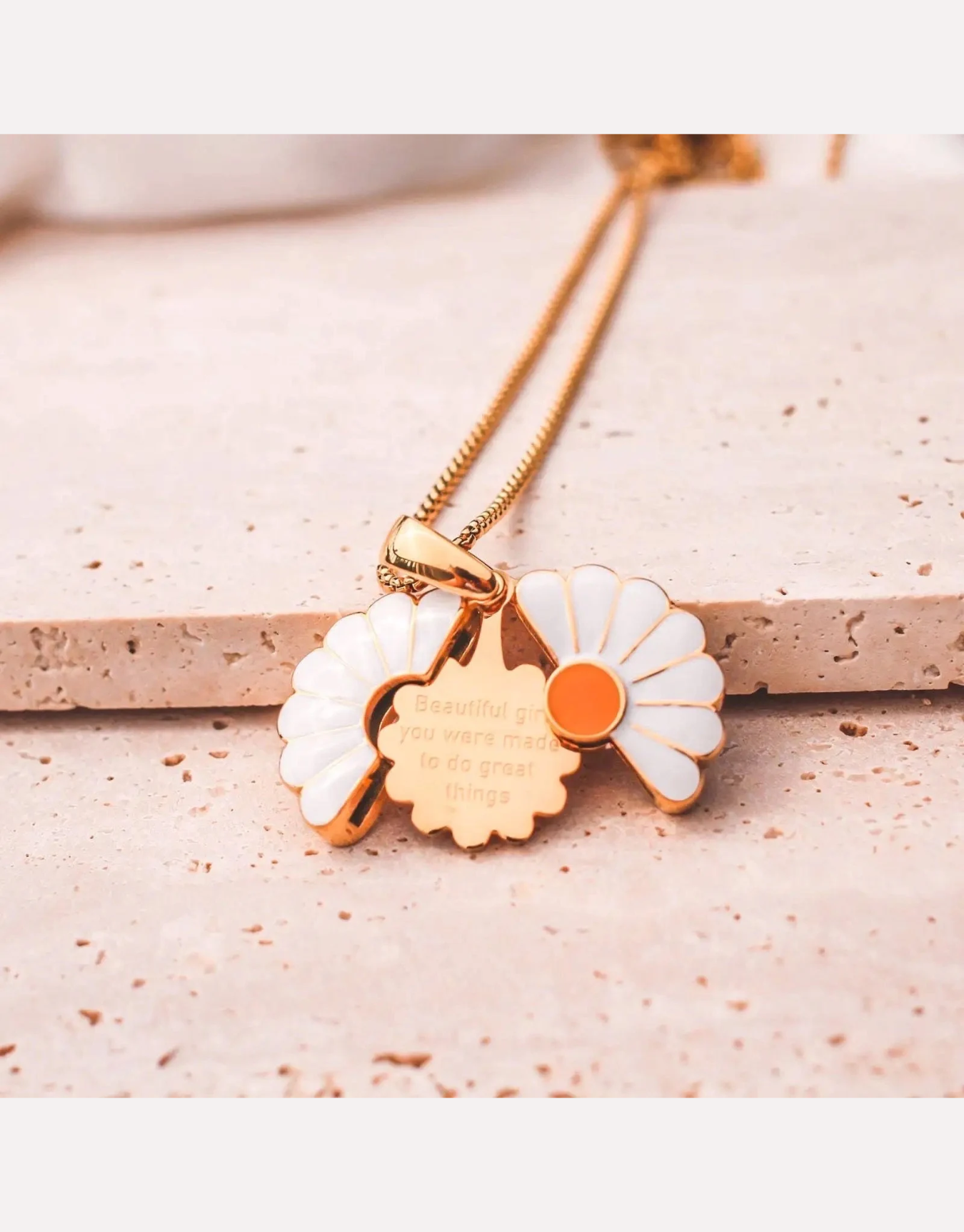 Personalized Daisy Necklace: Hidden Message, Engraved Stainless Steel