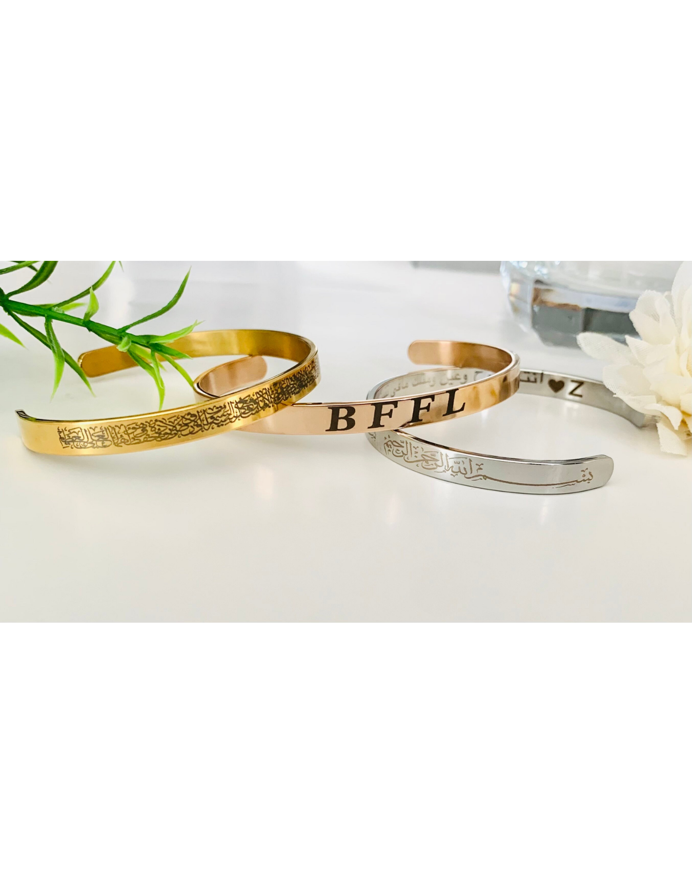 Custom Engraved Stainless Steel Bangle: Personalized Message Bracelet