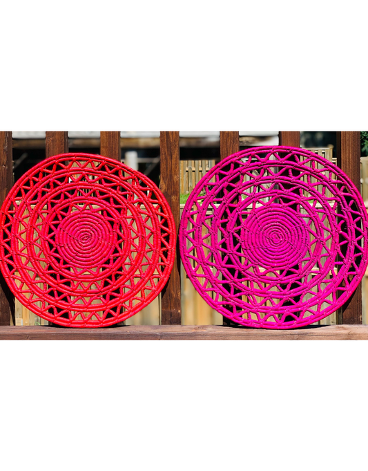 Handmade Sisal Boho Basket Wall Decor - 15in African Art