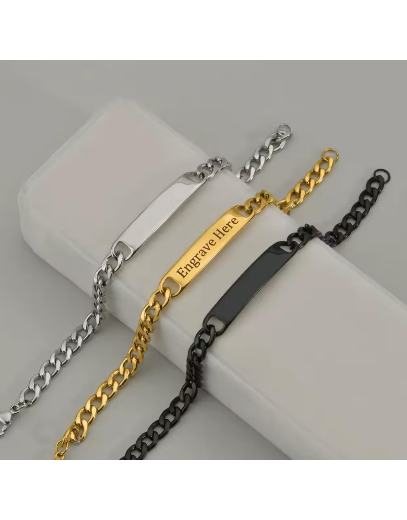 Custom Engraved Curb Chain Bracelet for Men: Personalized Stainless Steel Gift