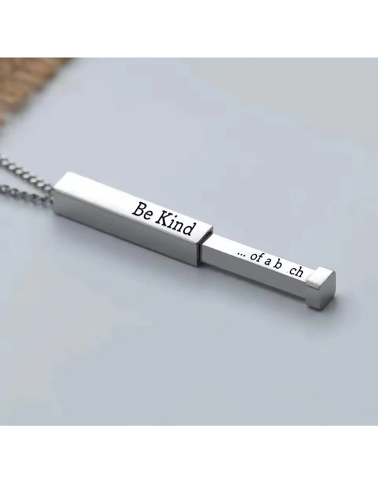 Custom Engraved Bar Necklace: Secret Message Stainless Steel Pendant