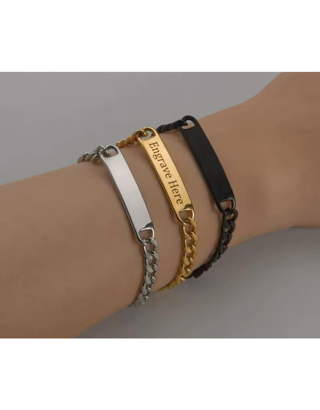 Custom Engraved Curb Chain Bracelet for Men: Personalized Stainless Steel Gift