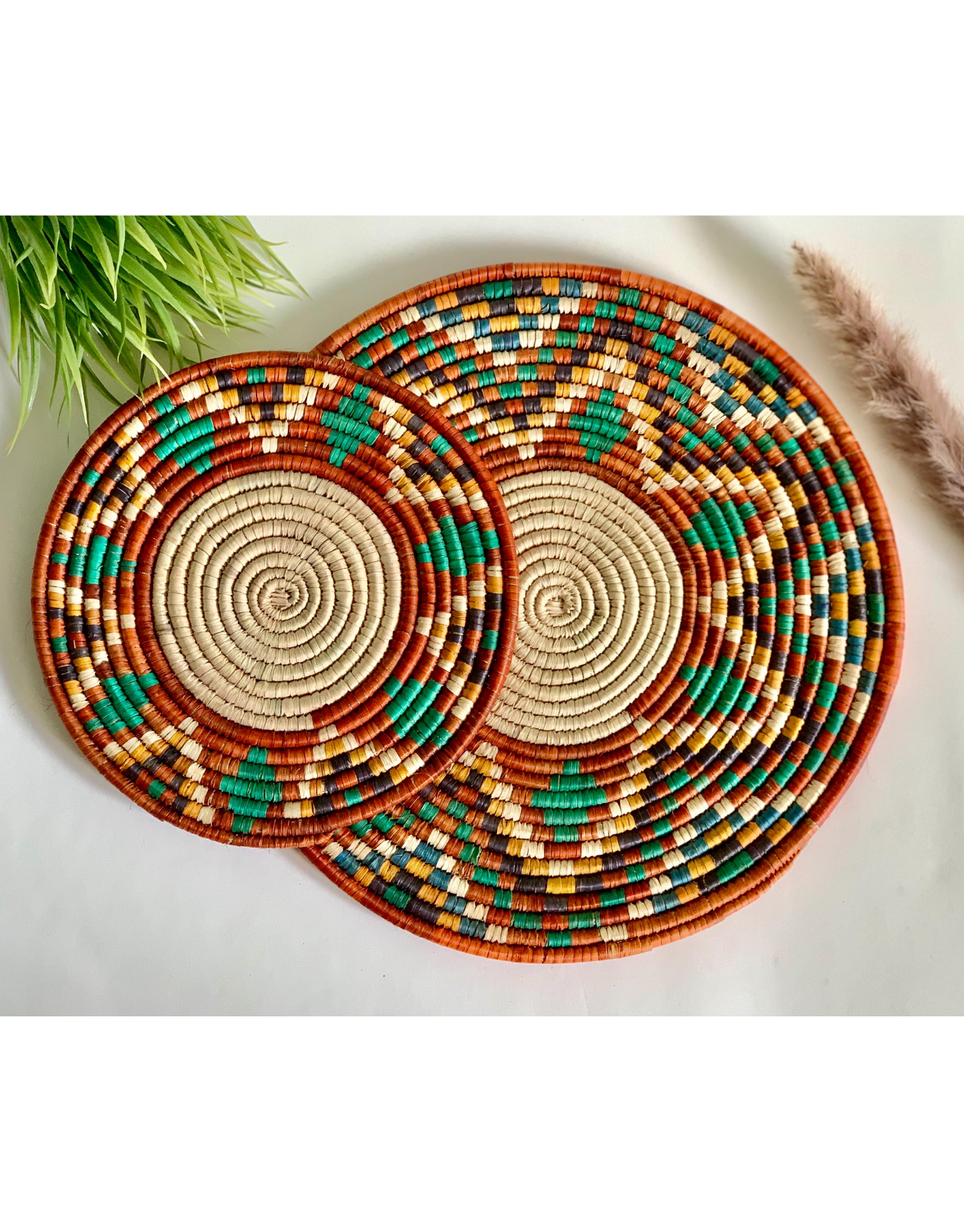 Handwoven Sabai Grass Basket and Handmade Wallart