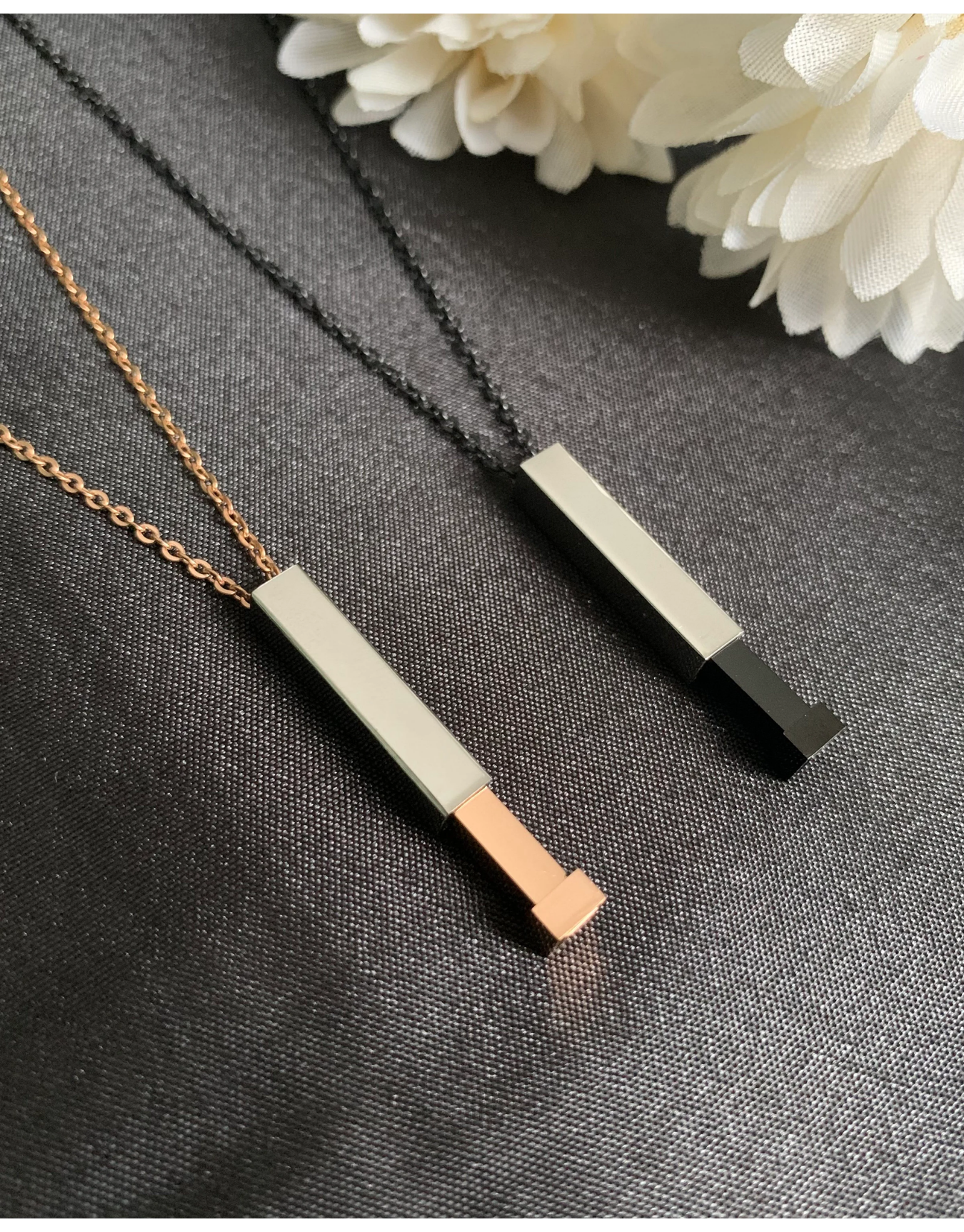 Custom Engraved Bar Necklace: Secret Message Stainless Steel Pendant