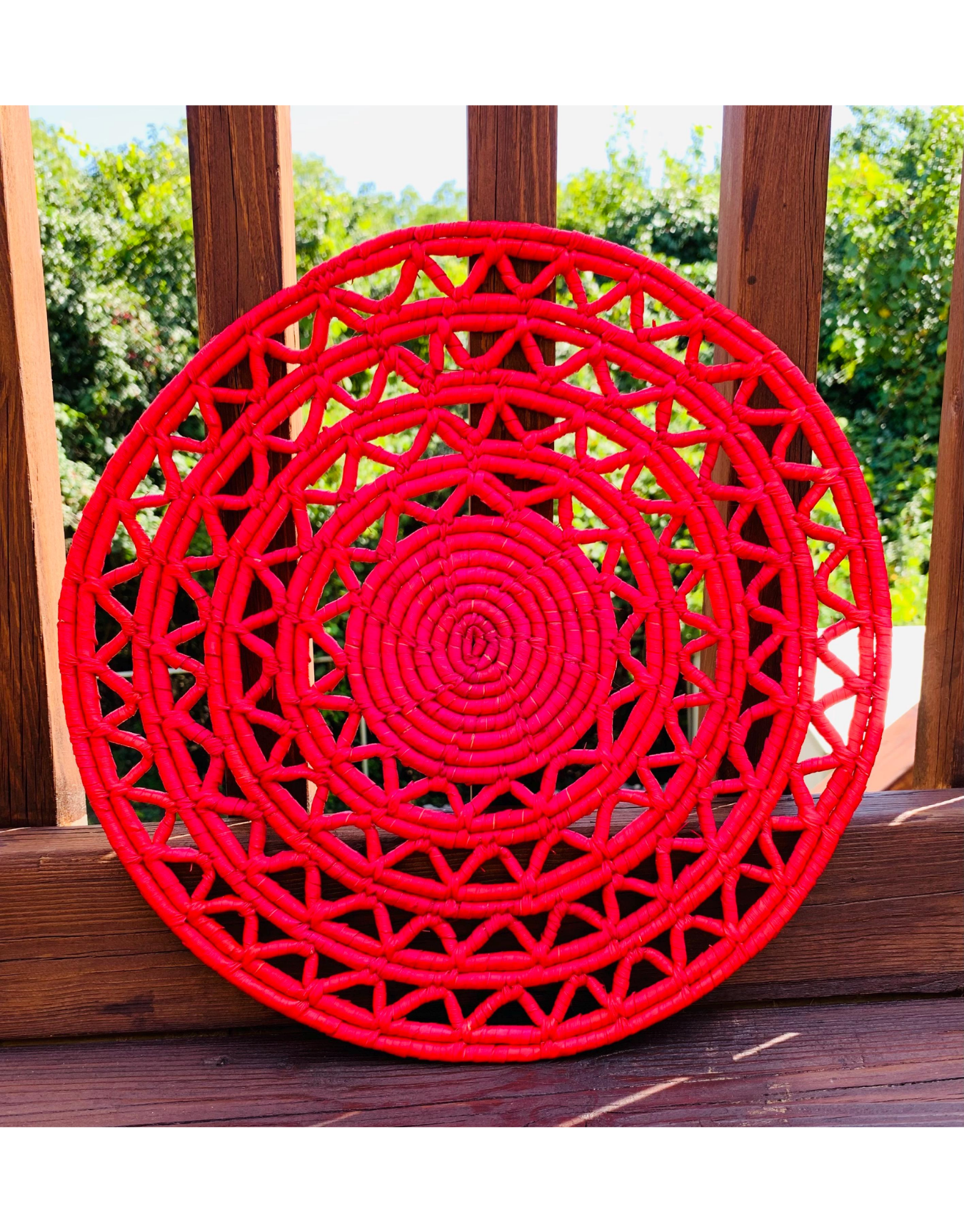 Handmade Sisal Boho Basket Wall Decor - 15in African Art