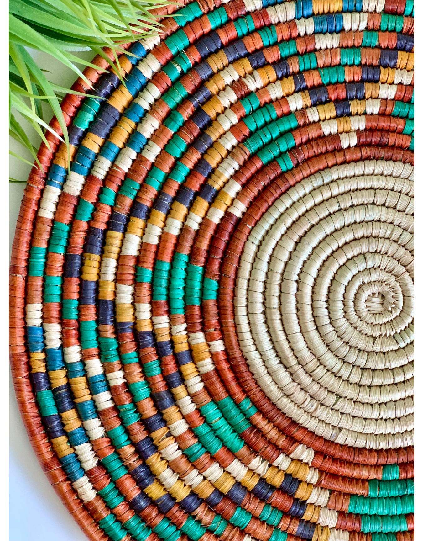 Handwoven Sabai Grass Basket and Handmade Wallart