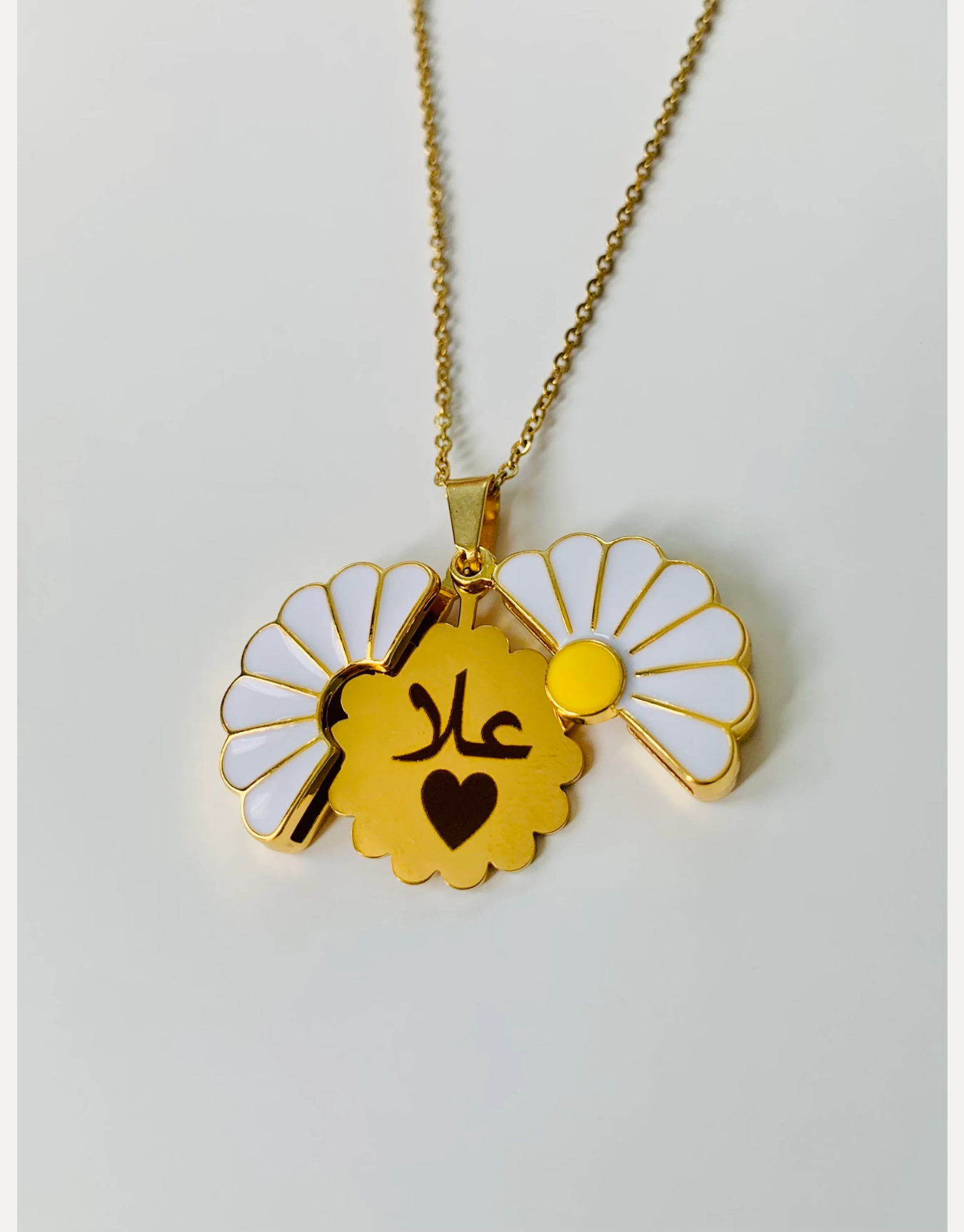 Personalized Daisy Necklace: Hidden Message, Engraved Stainless Steel