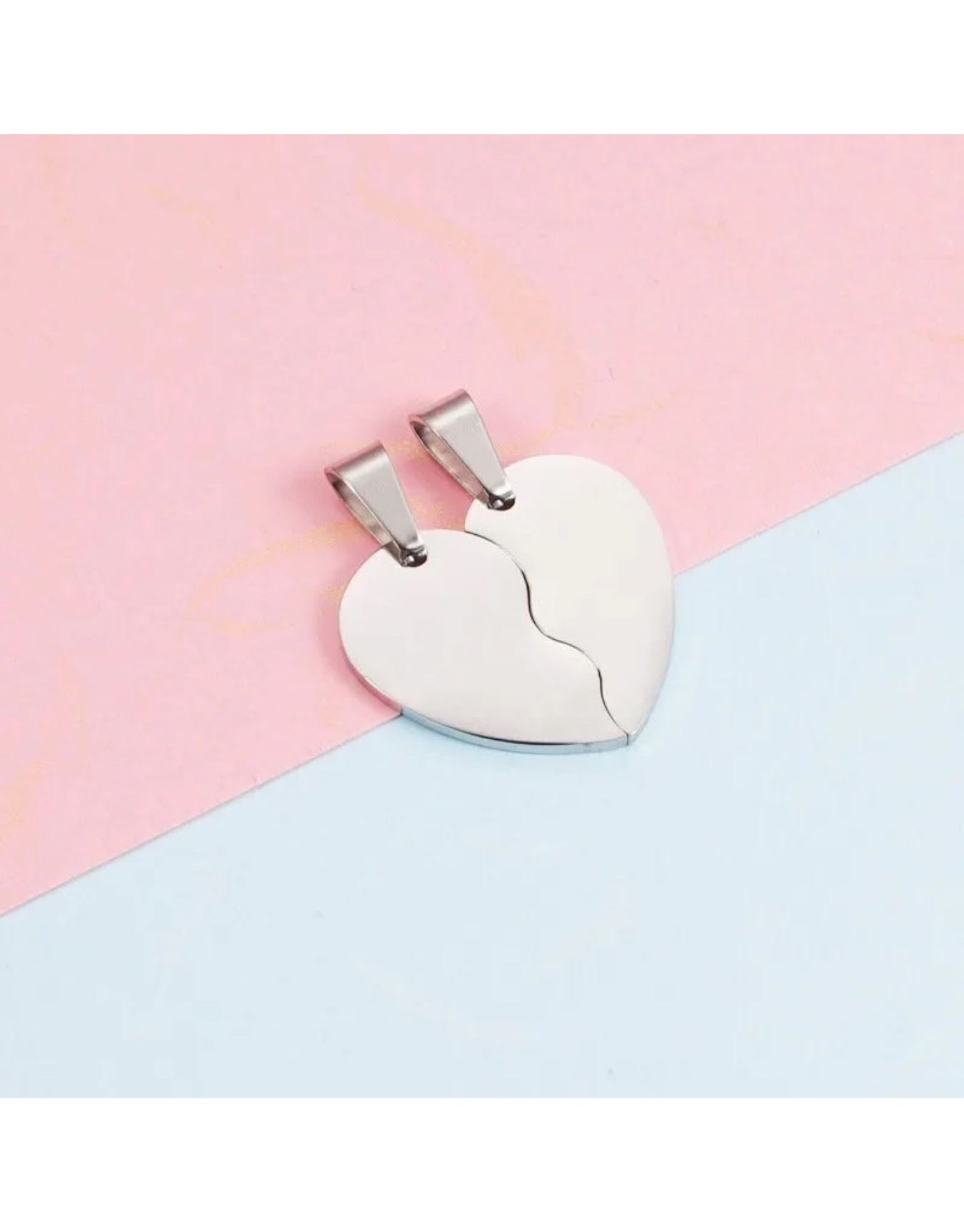 Personalized Broken Heart Necklace Set: Engraved Stainless Steel Couples Jewelry