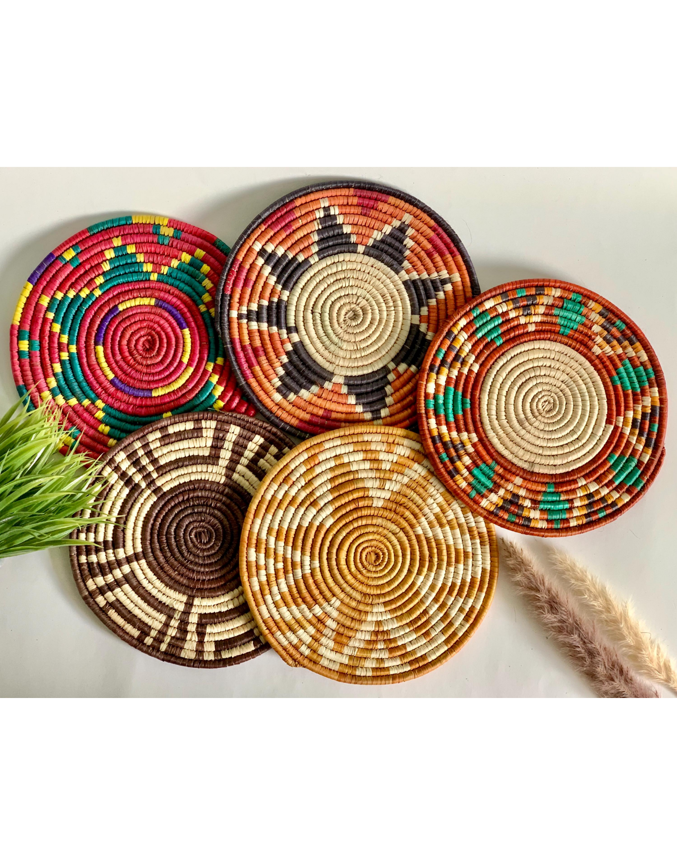 Handwoven Sabai Grass Basket and Handmade Wallart