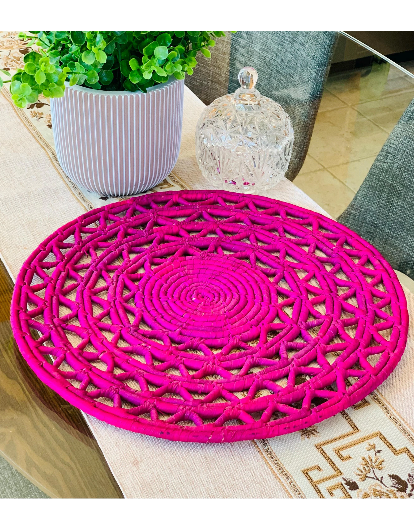 Handmade Sisal Boho Basket Wall Decor - 15in African Art