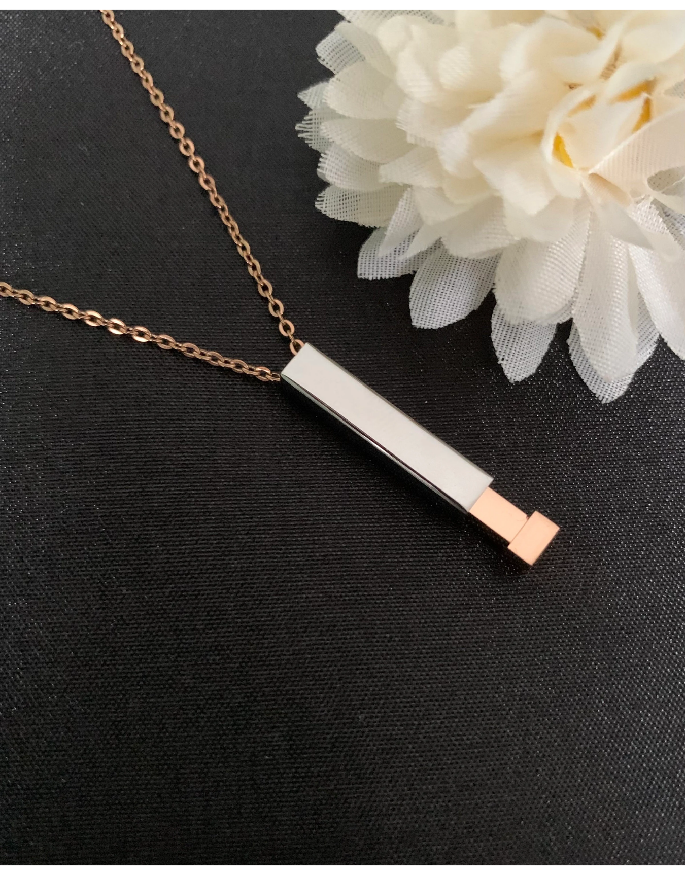 Custom Engraved Bar Necklace: Secret Message Stainless Steel Pendant