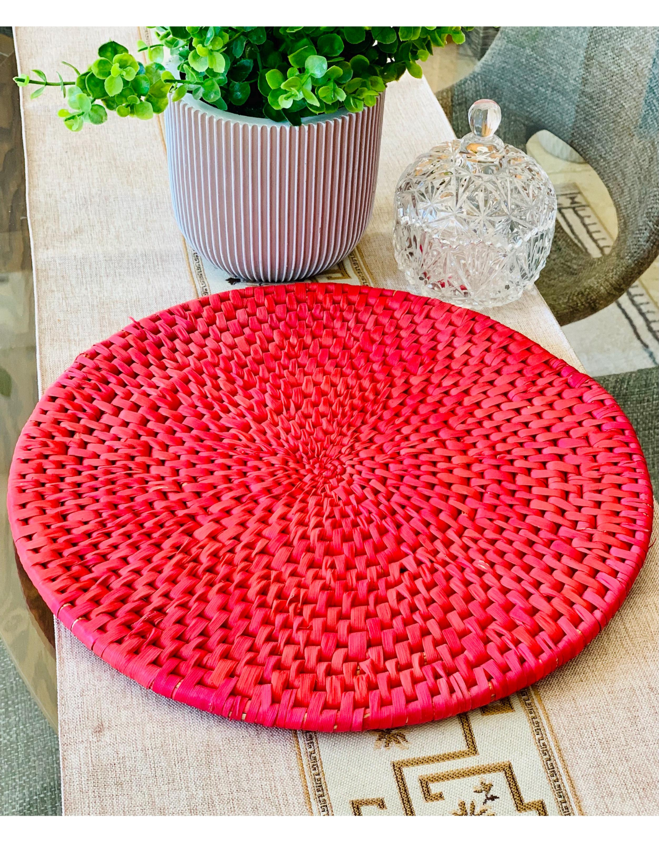 Handmade Sisal Boho Basket Wall Decor - 15in African Art