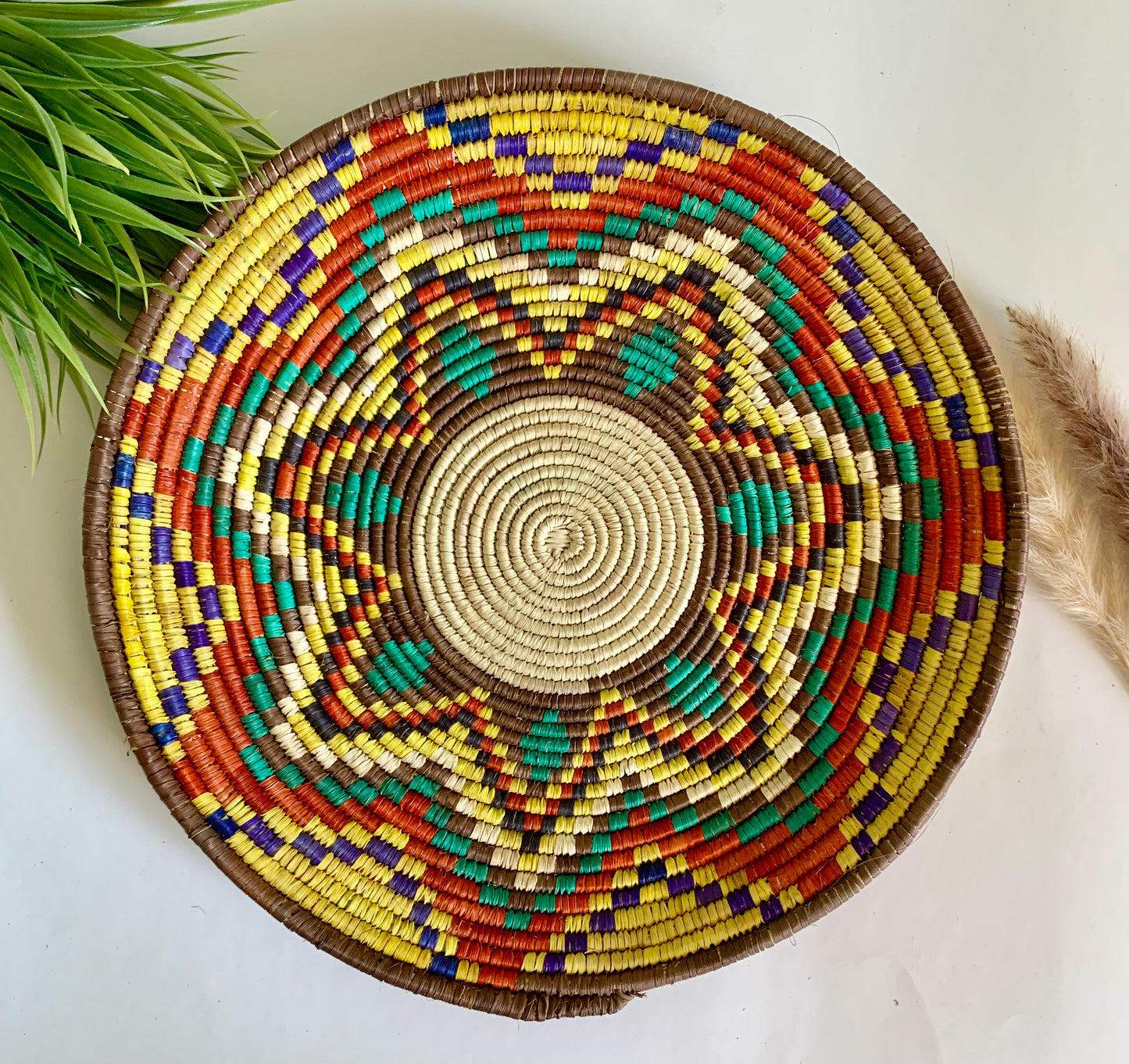 Handmade Naturally Dyed Date Leaf Eco-Friendly Wall Art, Home Decor and Place Mat(12in Diameter)