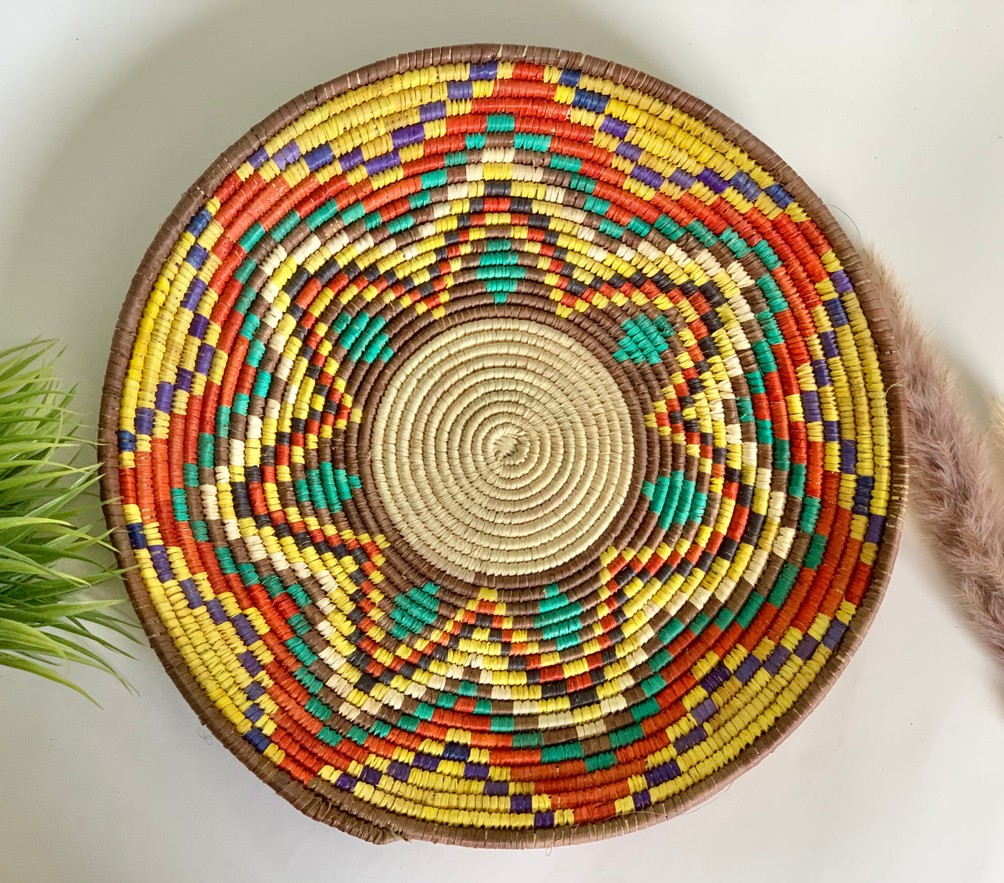 Handmade Naturally Dyed Date Leaf Eco-Friendly Wall Art, Home Decor and Place Mat(12in Diameter)