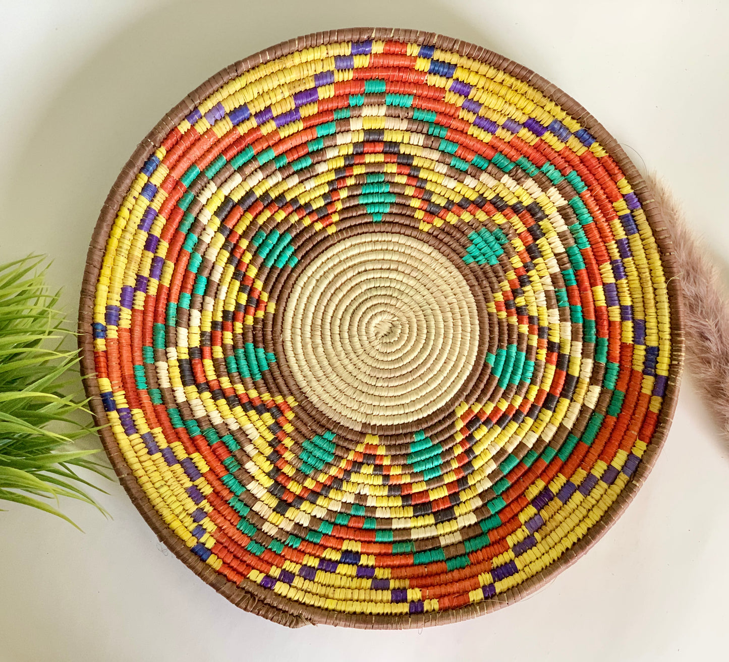 Handmade Naturally Dyed Date Leaf Eco-Friendly Wall Art, Home Decor and Place Mat(12in Diameter)