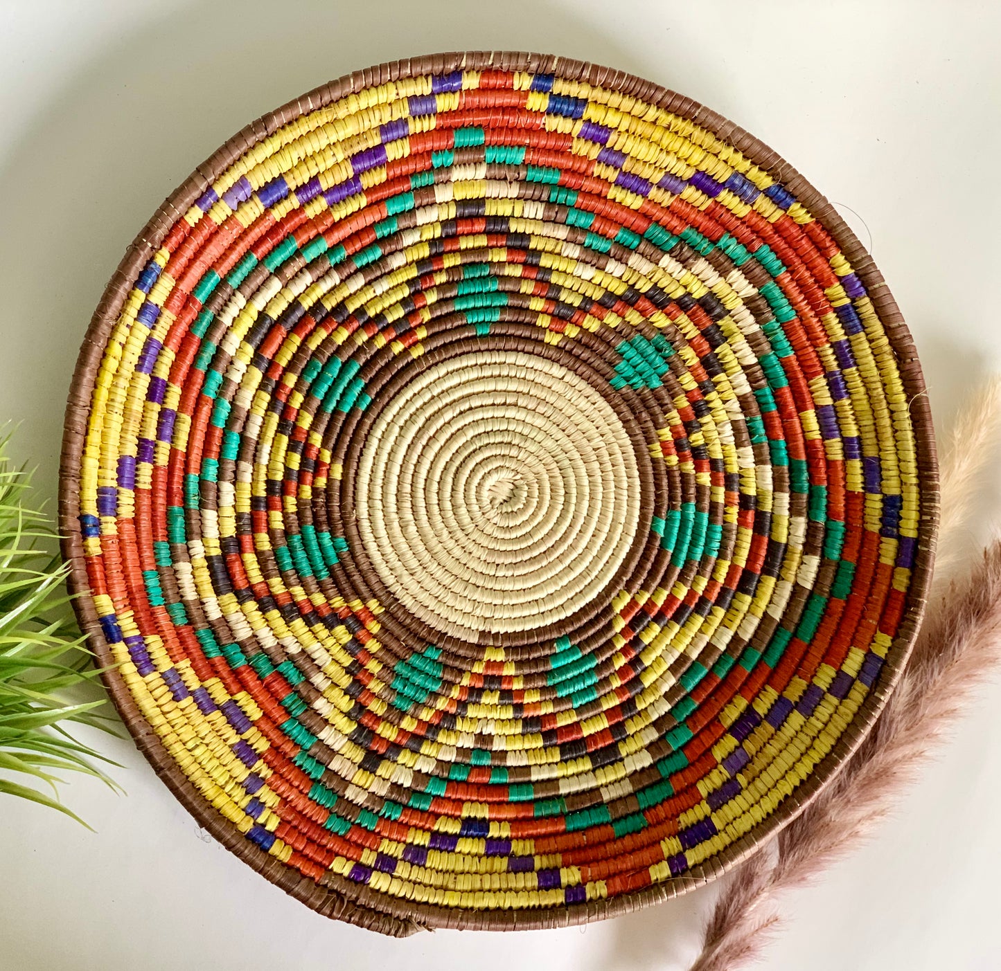 Handmade Naturally Dyed Date Leaf Eco-Friendly Wall Art, Home Decor and Place Mat(12in Diameter)