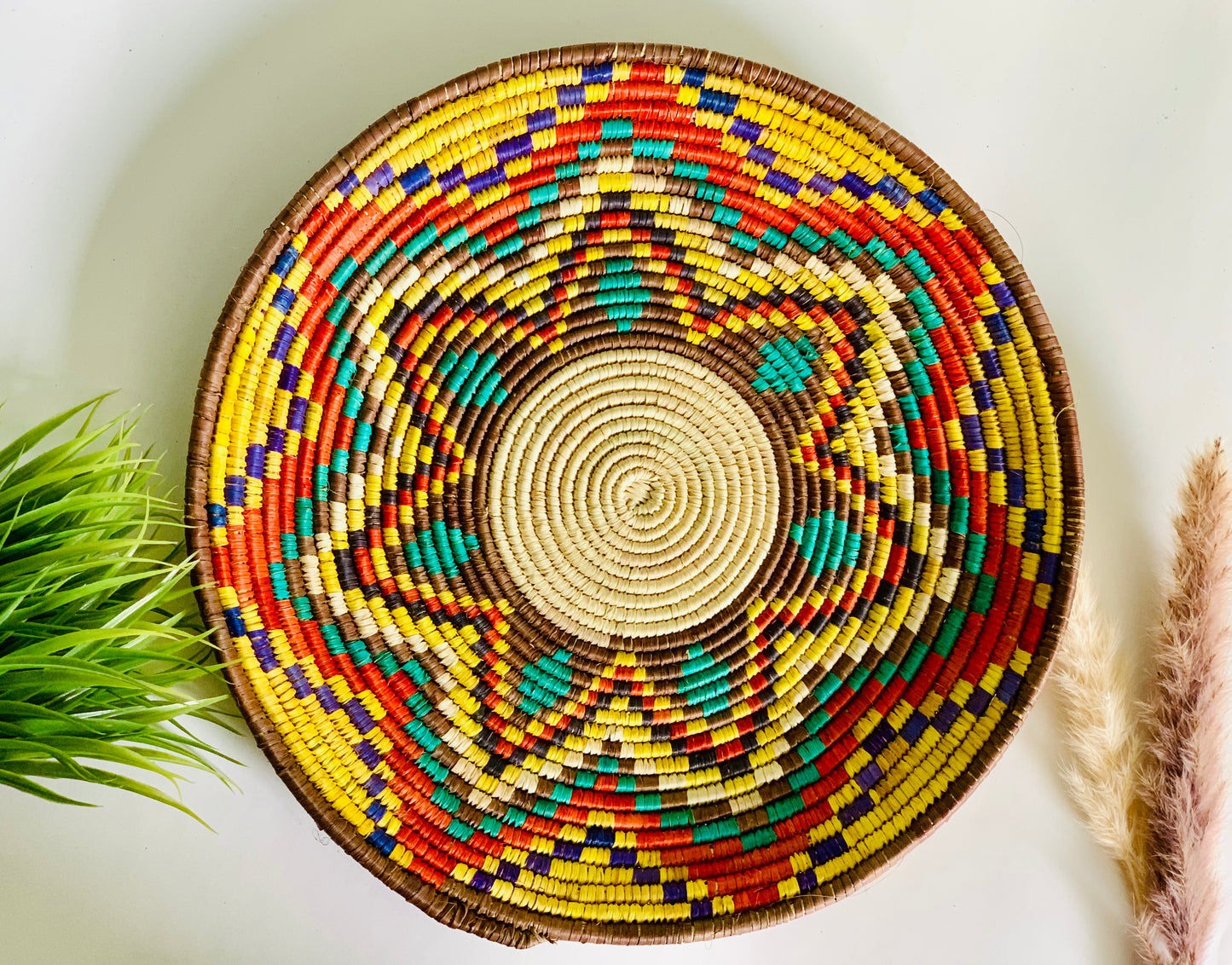 Handmade Naturally Dyed Date Leaf Eco-Friendly Wall Art, Home Decor and Place Mat(12in Diameter)