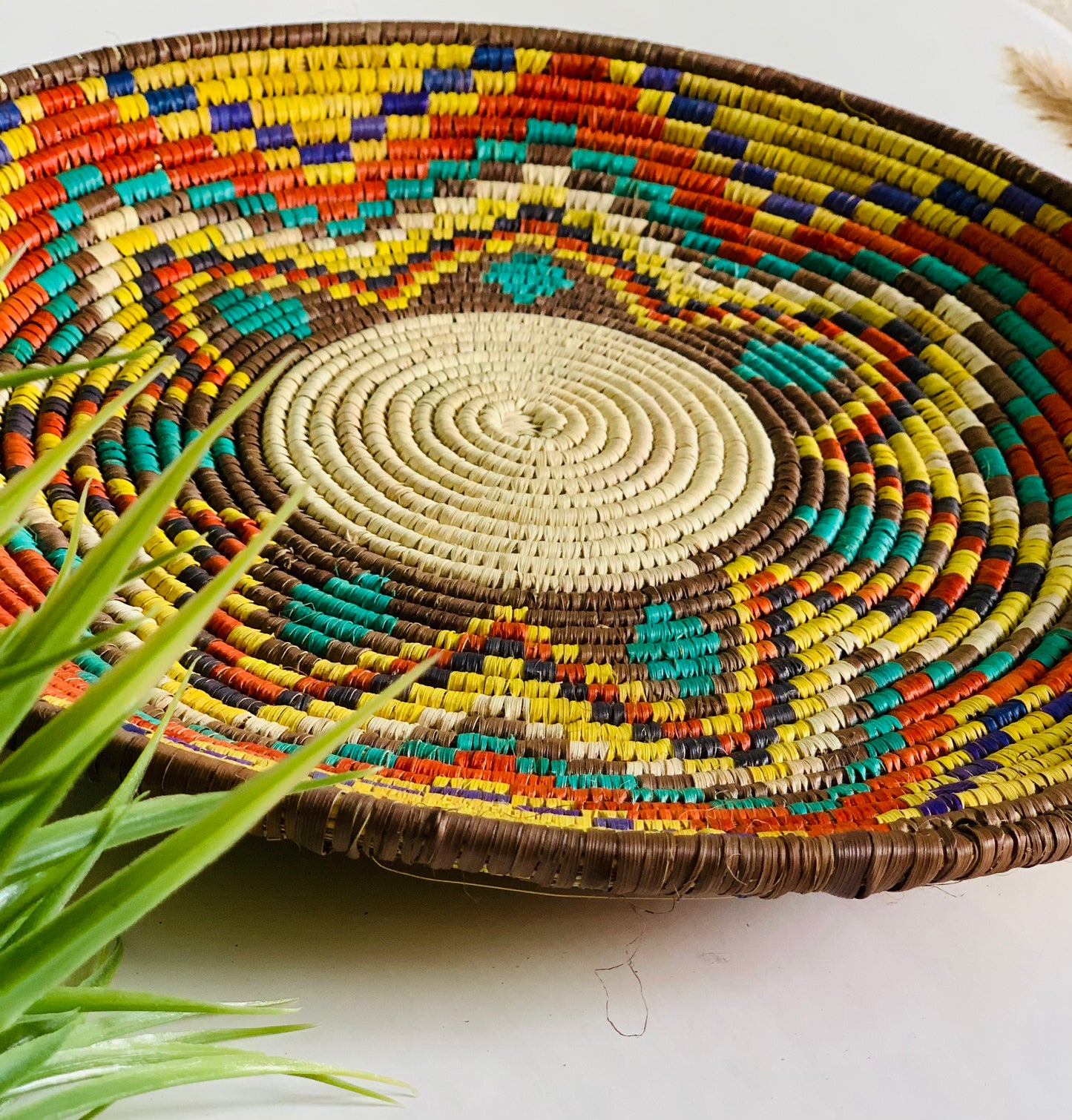 Handmade Naturally Dyed Date Leaf Eco-Friendly Wall Art, Home Decor and Place Mat(12in Diameter)