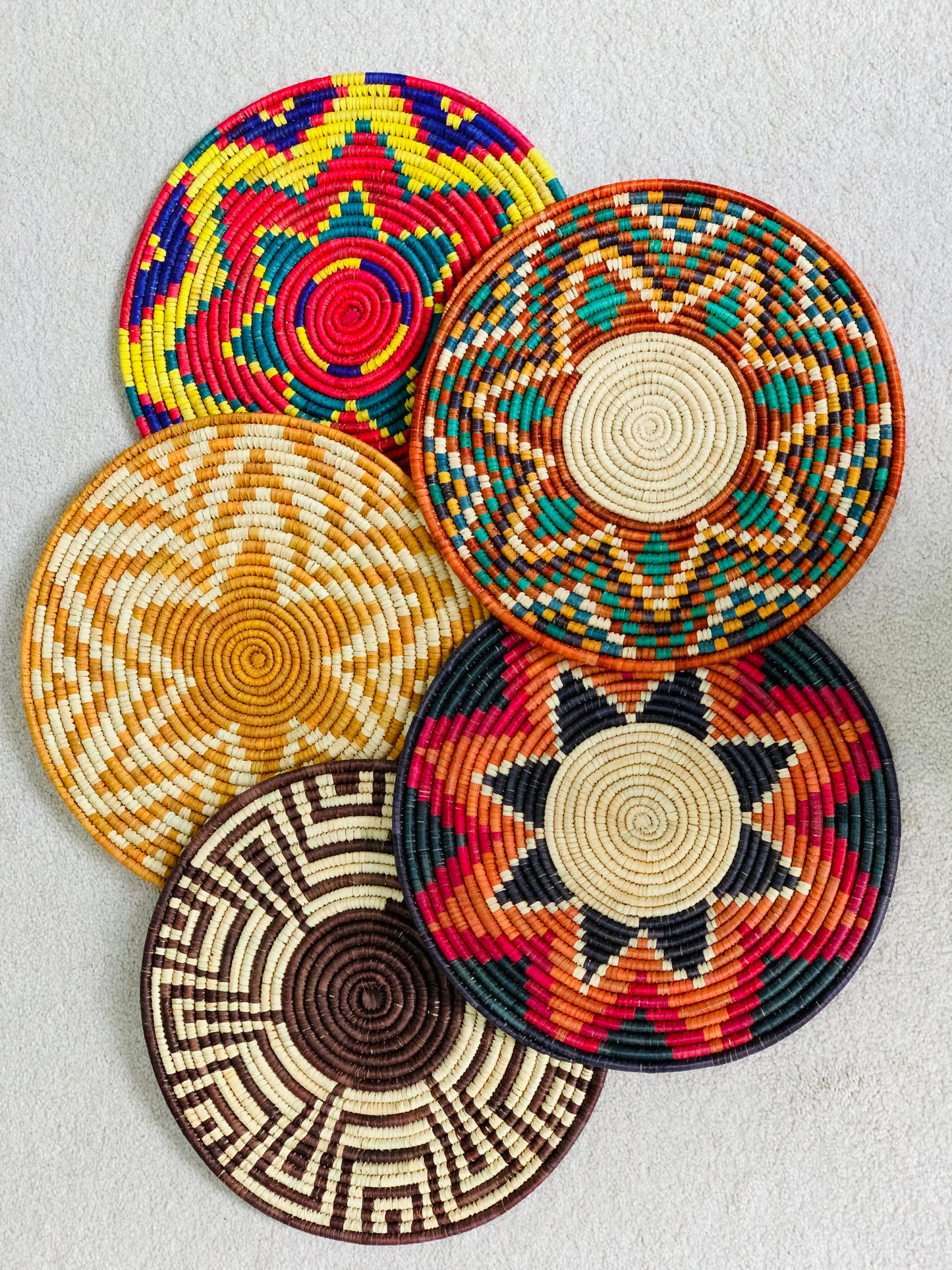 Naturally Dyed Date Leaf Placemat, African Handmade Plates, Eco-Friendly Wall Art, Boho Wall Decor, Wall Hanging Place Mat, Hot Plate