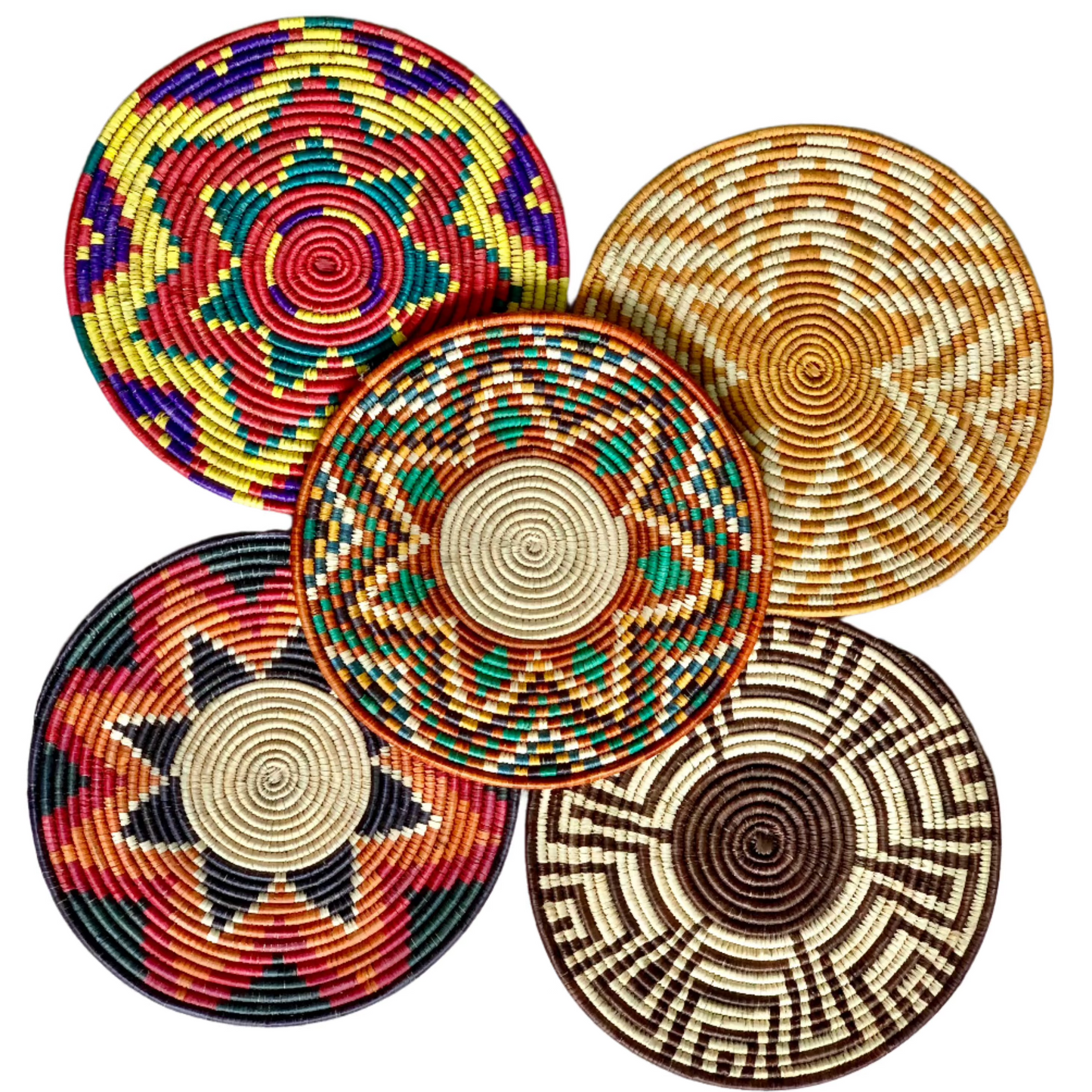 Naturally Dyed Date Leaf Placemat, African Handmade Plates, Eco-Friendly Wall Art, Boho Wall Decor, Wall Hanging Place Mat, Hot Plate