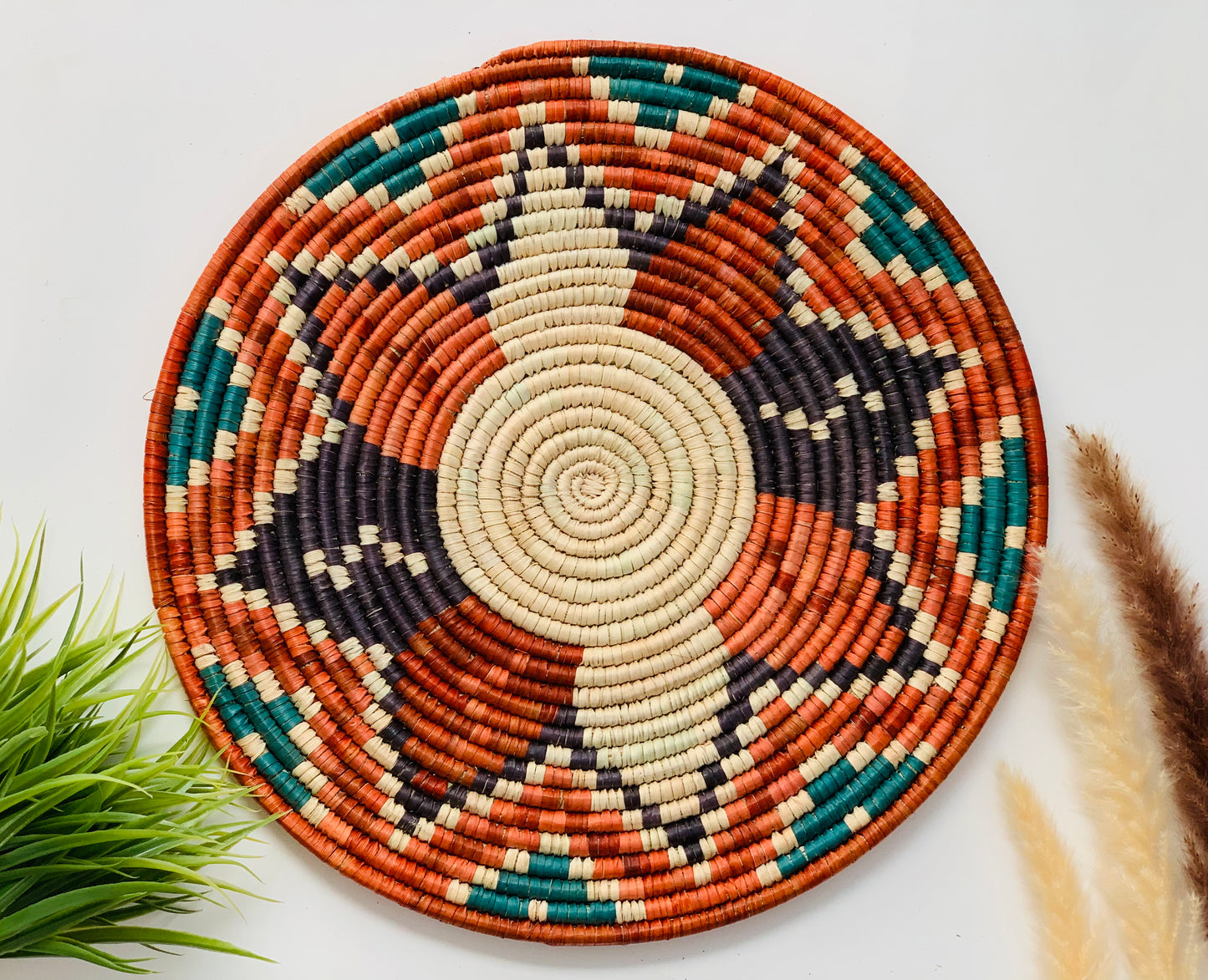 Assorted Naturaly Dyed Date Leaf Baskets, African Handmade Plates, Eco-Friendly Wall Art, Boho Wall Decor, Wall Hanging Place Mat, Hot Plate