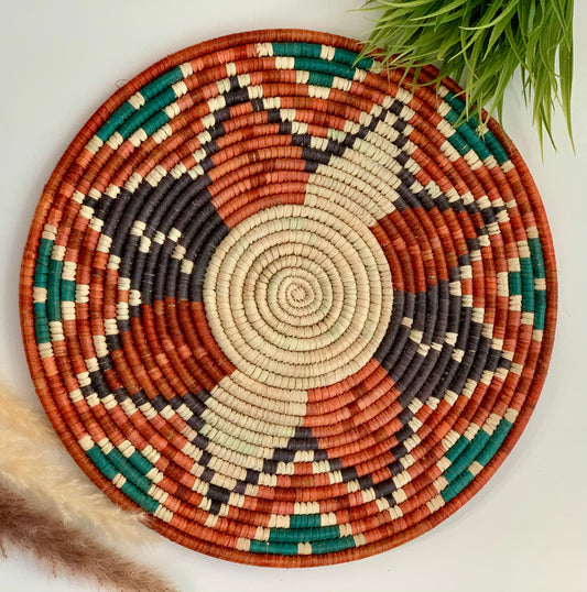 Assorted Naturaly Dyed Date Leaf Baskets, African Handmade Plates, Eco-Friendly Wall Art, Boho Wall Decor, Wall Hanging Place Mat, Hot Plate