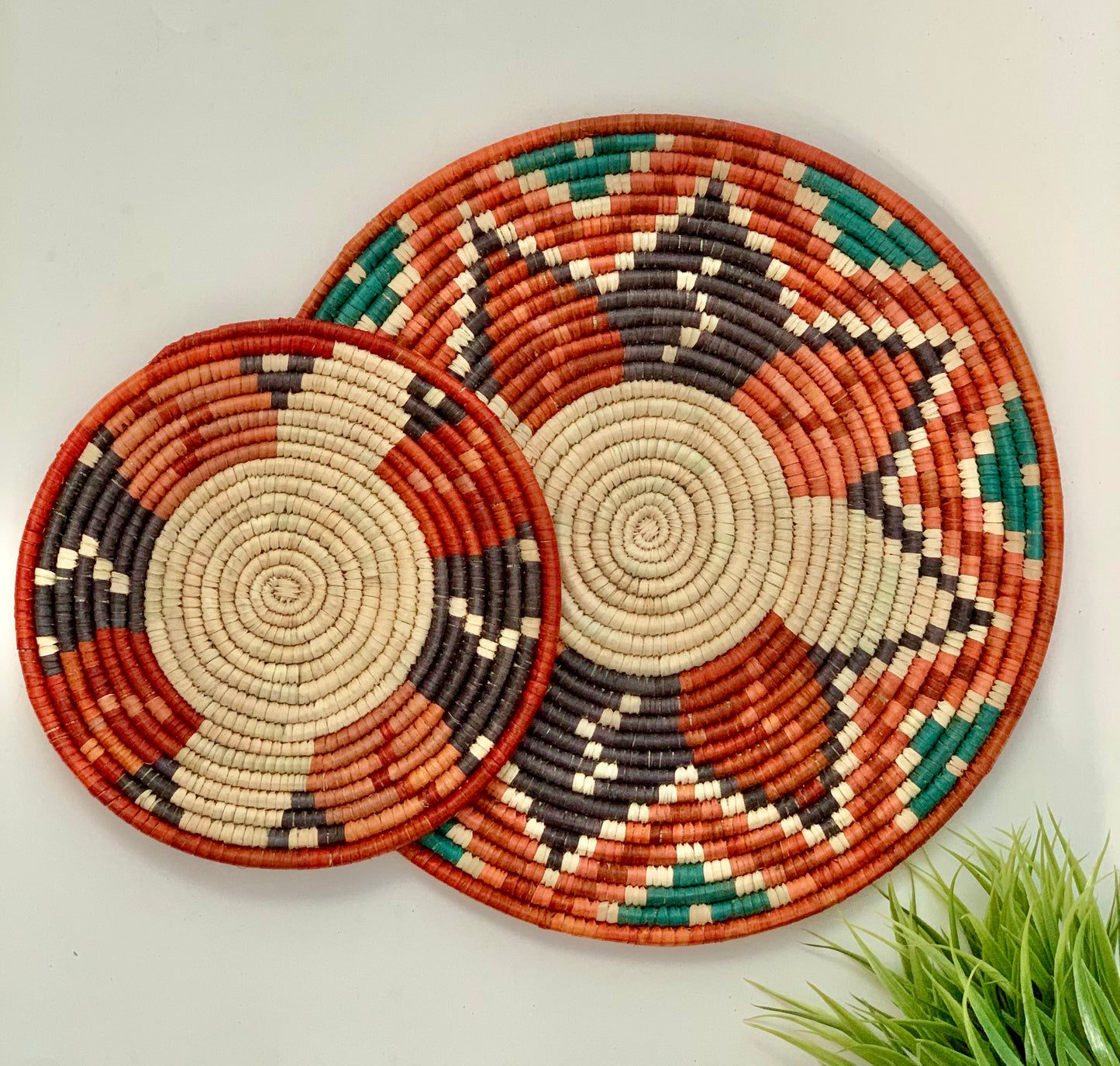 Assorted Naturaly Dyed Date Leaf Baskets, African Handmade Plates, Eco-Friendly Wall Art, Boho Wall Decor, Wall Hanging Place Mat, Hot Plate
