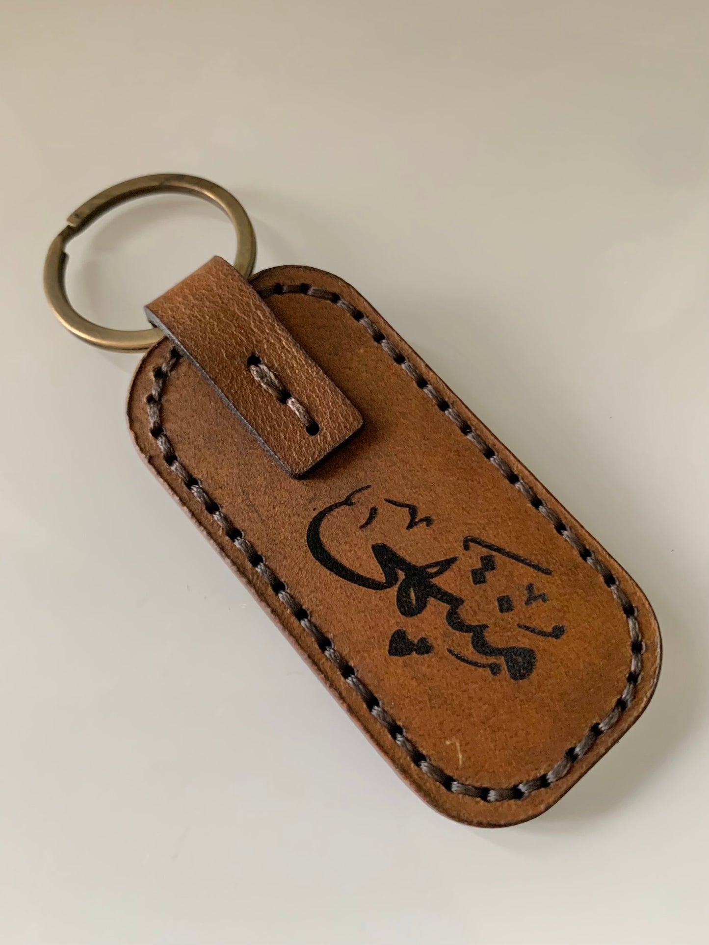 Personalized Engraved Leather Keychain, Couple Gift