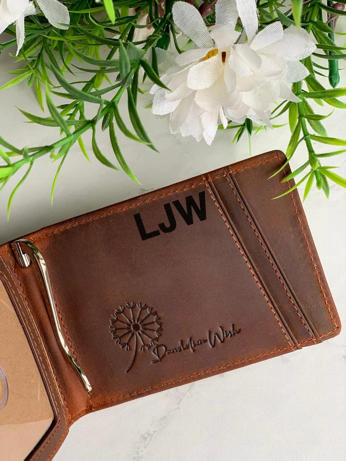 Engraved Leather AirTag Wallet: Personalized RFID