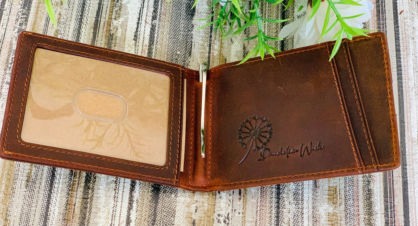 Engraved Leather AirTag Wallet: Personalized RFID