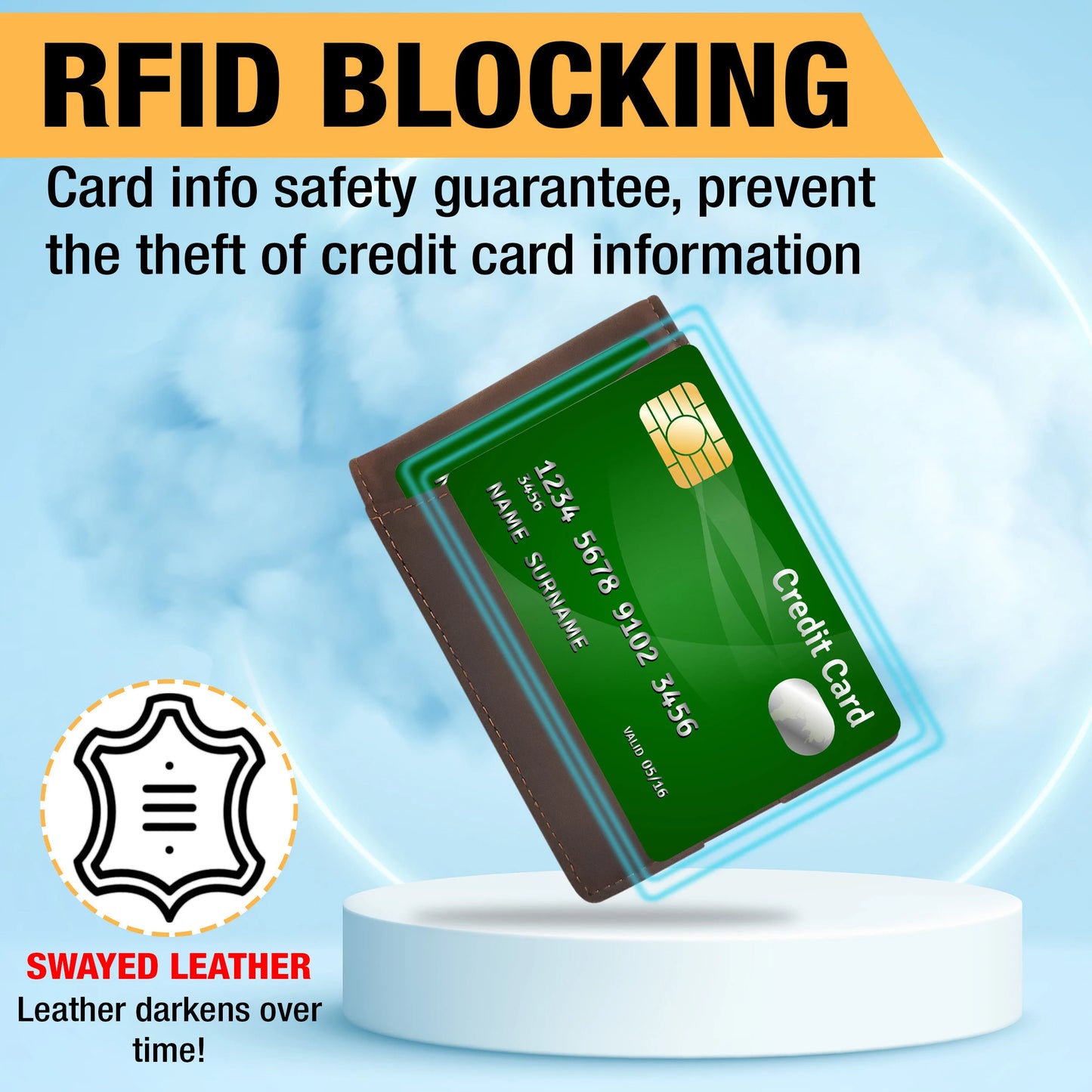 Engraved Leather AirTag Wallet: Personalized RFID